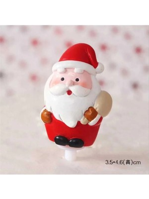 Himi Pasta Süsleri Minik Noel Baba 2 Adet Maket Kürdanlı Cupcake Pasta Süsü Doğum Günü Süsleri
