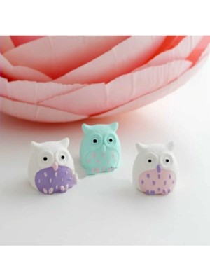 Himi Pasta Süsleri 3'lü Baykuş Maket Kürdanlı Cupcake Pasta Süsü Doğum Günü Süsleri Kürdan Süsü