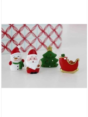 Himi Pasta Süsleri Noel 4 Adet Maket Kürdanlı Cupcake Pasta Süsü Doğum Günü Süsleri Kürdan Süsü