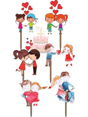 Himi Pasta Süsleri Sevgililer Pasta Süsleri Kız Erkek Çocuk Maket Pasta Kürdanı Pasta Süsleri Cupcake Kürdan Süsleri