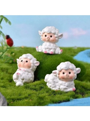 Himi Pasta Süsleri 3'lü Kuzu Maket Kürdanlı Cupcake Pasta Süsü Doğum Günü Süsleri Kürdan Süsü