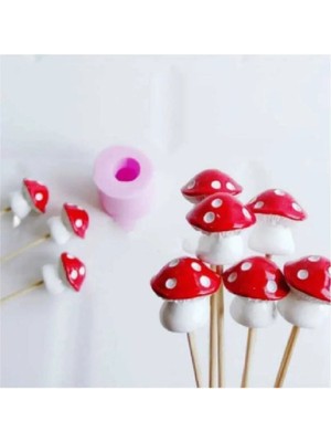 Himi Pasta Süsleri 6'lı Mantar Maket Kürdanlı Cupcake Pasta Süsü Doğum Günü Süsleri Pasta Kürdanı Kürdan Süsü