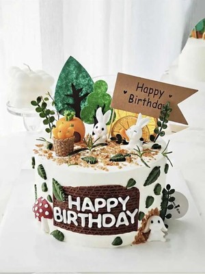 Himi Pasta Süsleri Tavşan 6 Parça Maket Kürdanlı Cupcake Pasta Süsü Doğum Günü Süsleri Kürdan Süsü