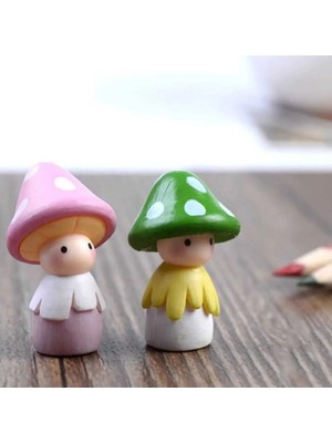 Himi Pasta Süsleri 2'li Mantar Şapkalı Çocuk Maket Kürdanlı Cupcake Pasta Süsü Doğum Günü Süsleri