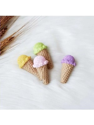 Himi Pasta Süsleri Dondurma 4'lü Maket Kürdanlı Cupcake Pasta Süsü Doğum Günü Süsleri Kürdan Süsü