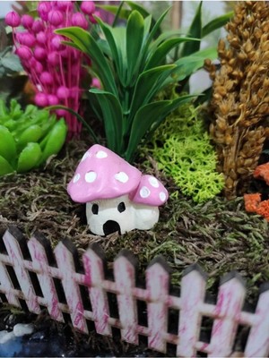 Himi Pasta Süsleri Mantar Ev Pembe Maket Kürdanlı Cupcake Pasta Süsü Doğum Günü Süsleri Pasta Kürdanı