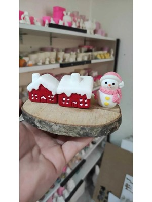 Himi Pasta Süsleri Karlı Evler ve Kardan Adam Maket Kürdanlı Cupcake Pasta Süsü Doğum Günü Süsleri