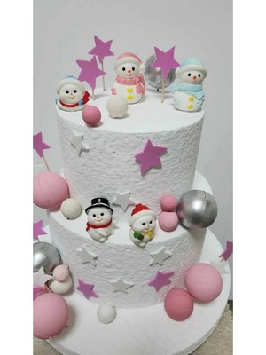 Himi Pasta Süsleri Sevimli Kardan Adamlar 6 Parça Maket Kürdanlı Cupcake Pasta Süsü Doğum Günü Süsleri