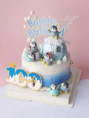 Himi Pasta Süsleri 6'lı Penguen Maket Kürdanlı Cupcake Pasta Süsü Doğum Günü Süsleri Kürdan Süsü