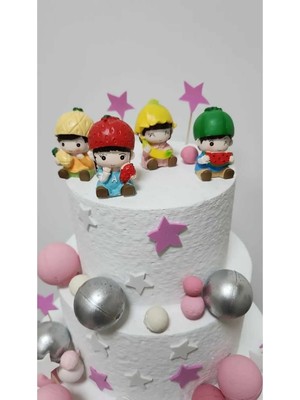Himi Pasta Süsleri Meyve Yiyen Çocuklar Maket Kürdanlı Cupcake Pasta Süsü Doğum Günü Süsleri