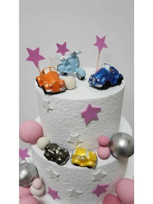 Himi Pasta Süsleri Araba ve Motor Maket Kürdanlı Cupcake Pasta Süsü 5 Parça Doğum Günü Süsleri