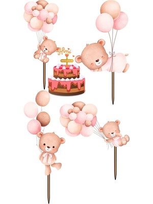 Himi Pasta Süsleri Ayıcıklar Doğum Günü Pasta Süsleri Kız Erkek Çocuk Maket Pasta Kürdanı Cupcake Kürdan Süsü