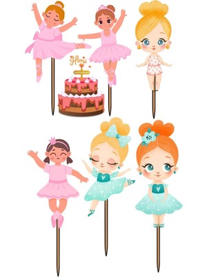 Himi Pasta Süsleri Balerin Jimnastik Doğum Günü Pasta Süsleri Kız Erkek Çocuk Maket Pasta Kürdanı Cupcake Kürdan Süsler