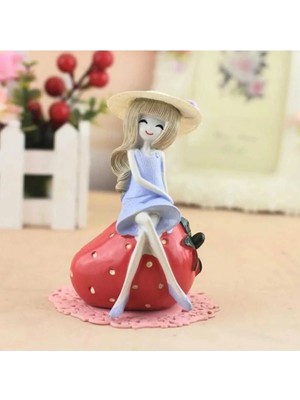 Himi Pasta Süsleri Çilekli Kız Maket Kürdanlı Cupcake Pasta Süsü Doğum Günü Süsleri Kürdan Süsü