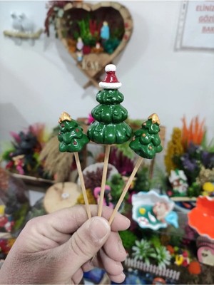 Himi Pasta Süsleri 3'lü Noel Yılbaşı Kardan Adam Maket Kürdanlı Cupcake Pasta Süsü Doğum Günü Süsleri
