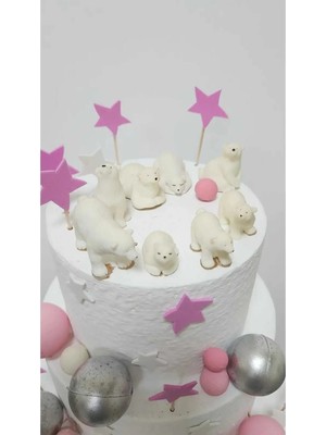 Himi Pasta Süsleri Kutup Ayısı Maket Kürdanlı Cupcake Pasta Süsü 9 Parça Doğum Günü Süsleri