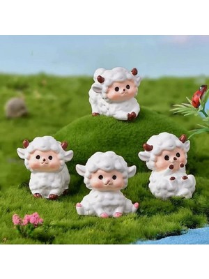 Himi Pasta Süsleri 4'lü Kuzu Maket Kürdanlı Cupcake Pasta Süsü Doğum Günü Süsleri Kürdan Süsü