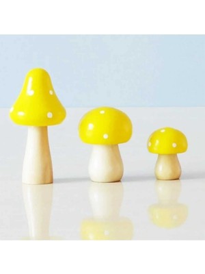 Himi Pasta Süsleri 3'lü Mantarlar Maket Kürdanlı Cupcake Pasta Süsü Doğum Günü Süsleri Kürdan Süsü