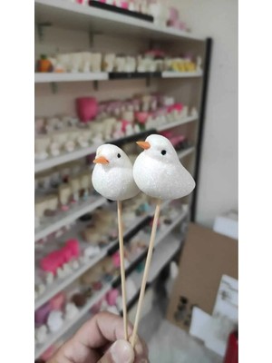 Himi Pasta Süsleri 2'li Kuş Maket Kürdanlı Cupcake Pasta Süsü Doğum Günü Süsleri Kürdan Süsü