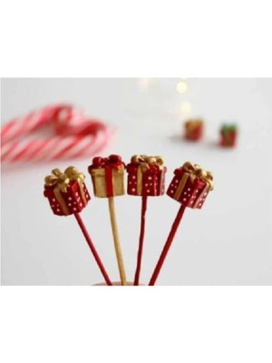 Himi Pasta Süsleri 4'lü Mini Sürpriz Maket Kürdanlı Cupcake Pasta Süsü Doğum Günü Süsleri Kürdan Süsü
