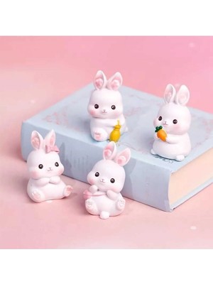 Himi Pasta Süsleri 4'lü Tavşan Maket Kürdanlı Cupcake Pasta Süsü Doğum Günü Süsleri Pasta Kürdanı Kürdan Süsü