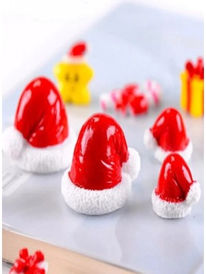 Himi Pasta Süsleri 4'lü Noel Şapkası Maket Kürdanlı Cupcake Pasta Süsü Doğum Günü Süsleri Pasta Kürdanı