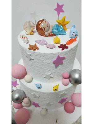 Himi Pasta Süsleri Deniz Kızı 13 Parça Maket Kürdanlı Cupcake Pasta Süsü Doğum Günü Süsleri