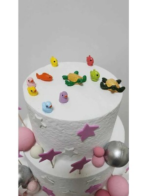 Himi Pasta Süsleri Balık Kaplumbağa Ördek Maket Kürdanlı Cupcake Pasta Süsü Doğum Günü Süsleri