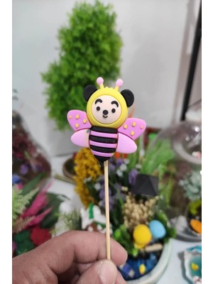 Himi Pasta Süsleri Sevimli Arı Maket Kürdanlı Cupcake Pasta Süsü Doğum Günü Süsleri Kürdan Süsü