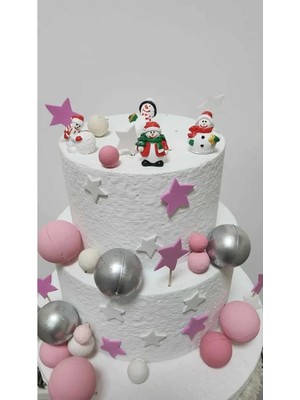 Himi Pasta Süsleri 4'lü Kardan Adam Maket Kürdanlı Cupcake Pasta Süsü Doğum Günü Süsleri Pasta Kürdanı
