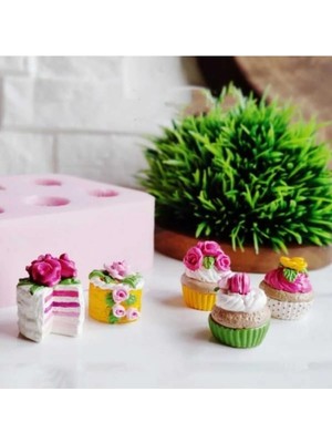 Himi Pasta Süsleri 5'li Cupcake ve Pasta Maket Kürdanlı Cupcake Pasta Süsü Doğum Günü Süsleri Kürdan Süsü