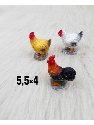 Himi Pasta Süsleri 3'lü Tavuk ve Horoz Maket Kürdanlı Cupcake Pasta Süsü Doğum Günü Süsleri Kürdan Süsü
