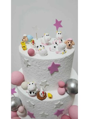 Himi Pasta Süsleri Çiftlik Set Safari Set Maket Kürdanlı Cupcake Pasta Süsü 13 Parça Doğum Günü Süsleri