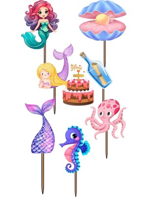 Himi Pasta Süsleri Deniz Kızı Kız Erkek Çocuk Maket Pasta Kürdanı Pasta Süsleri Cupcake Kürdan Süsleri