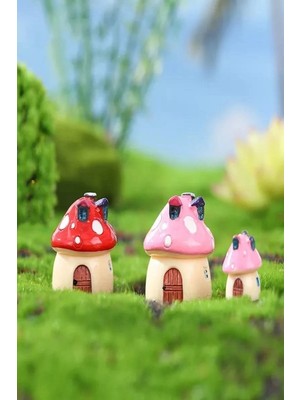 Himi Pasta Süsleri 3'lü Mantar Maket Kürdanlı Cupcake Pasta Süsü Doğum Günü Süsleri Kürdan Süsü