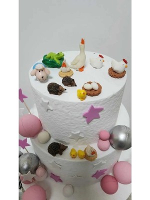 Himi Pasta Süsleri Sevimli Hayvanlar 14 Parça Maket Kürdanlı Cupcake Pasta Süsü Doğum Günü Süsleri