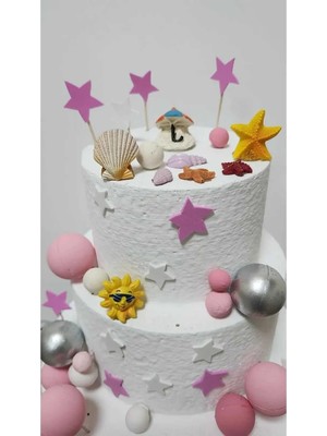 Himi Pasta Süsleri Tatil Temalı Maket Kürdanlı Cupcake Pasta Süsü 8 Parça Doğum Günü Süsleri
