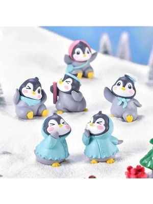 Himi Pasta Süsleri 4'lü Penguen Maket Kürdanlı Cupcake Pasta Süsü Doğum Günü Süsleri Kürdan Süsü