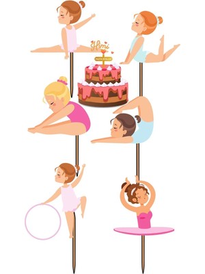 Himi Pasta Süsleri Balerin Jimnastik Doğum Günü Pasta Süsleri Kız Erkek Çocuk Maket Pasta Kürdanı Cupcake Kürdan Süsler