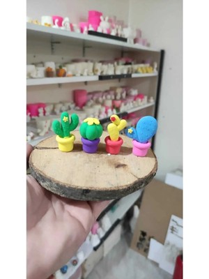 Himi Pasta Süsleri 4'lü Kaktüs Maket Kürdanlı Cupcake Pasta Süsü Doğum Günü Süsleri Kürdan Süsü