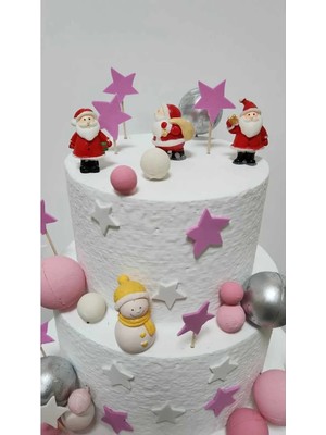 Himi Pasta Süsleri Noel Kış Temalı Maket Kürdanlı Cupcake Pasta Süsü 4 Parça Doğum Günü Süsleri Pasta Kürdanı
