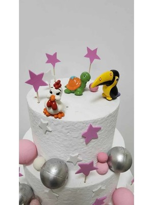 Himi Pasta Süsleri Safari 3 Parça Maket Kürdanlı Cupcake Pasta Süsü Doğum Günü Süsleri Pasta Kürdanı