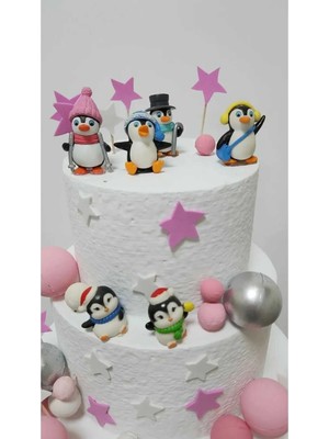 Himi Pasta Süsleri Penguenler 6 Parça Maket Kürdanlı Cupcake Pasta Süsü Doğum Günü Süsleri