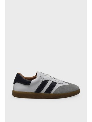Kanuga Kadın Deri Sneaker Beyaz Siyah AYK1983