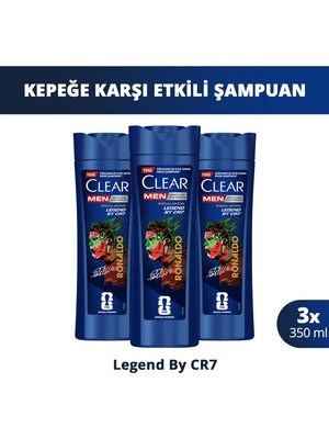 Clear Men Kepeğe Karşı Etkili Şampuan Legend by CR7 350 ml x3