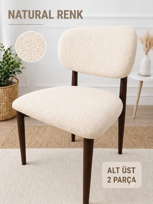 Arife Home Elma Sandalye Kılıfı Yıkanabilir Esnek Lastikli Mutfak Salon Restoran Lokanta Sandalye Örtüsü Alt Üst 2parça Takım