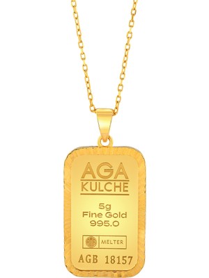 AgaKulche 5 gr Kalemli Altın Külçe Kolye