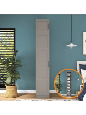 Rani BA312 Membran Kapaklı Gardırop Tek Kapaklı 6 Raflı Elbise Dolabı Kumtaşı