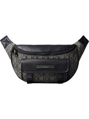 Calvin Klein Erkek Siyah Calvin Klein Mıxed Emblem Aop Waı, 7ul Siyah Erkek Bel Çantası