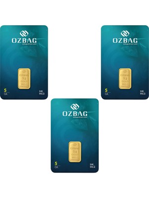 AgaKulche 24 Ayar 3 Adet 5 gr 995 Özbağ Külçe Altın
